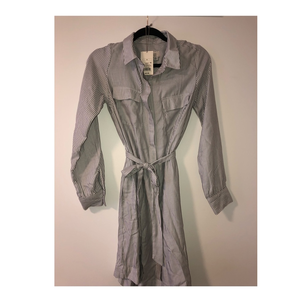 Very cute grey and white striped dress